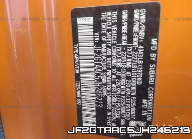 JF2GTAAC5JH246213 фото 10