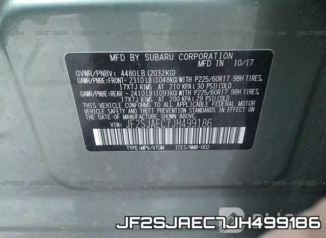 JF2SJAEC7JH499186 фото 10