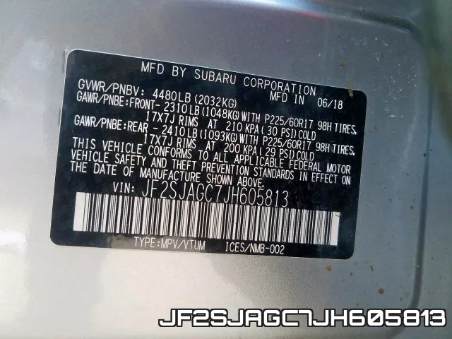 JF2SJAGC7JH605813 фото 2