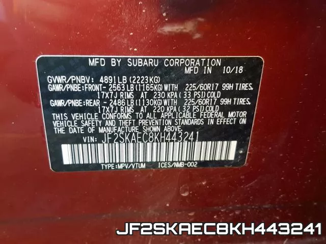 JF2SKAEC8KH443241 фото 2