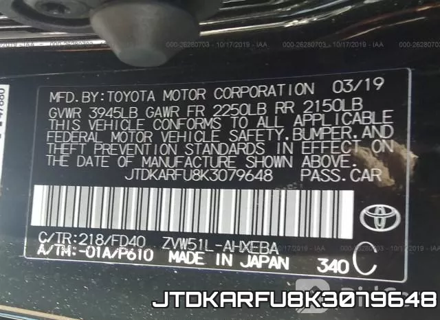 JTDKARFU8K3079648 фото 10