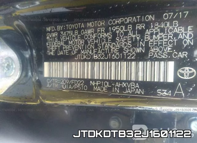 JTDKDTB32J1601122 фото 9