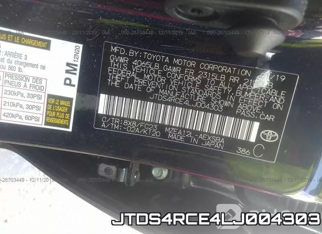 JTDS4RCE4LJ004303 фото 10