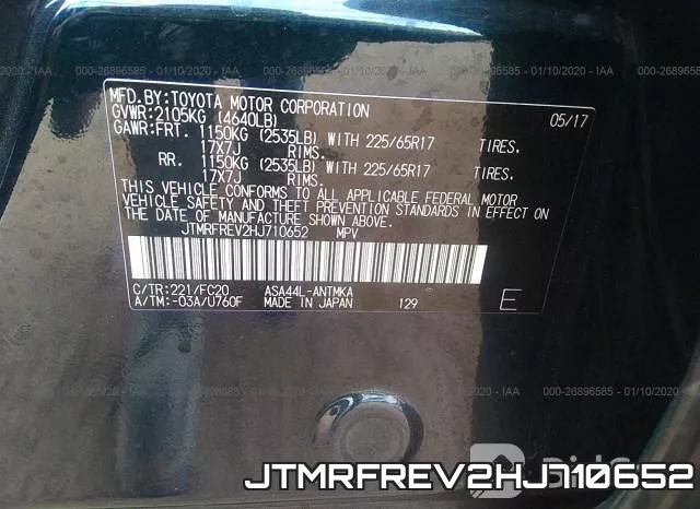 JTMRFREV2HJ710652 фото 10