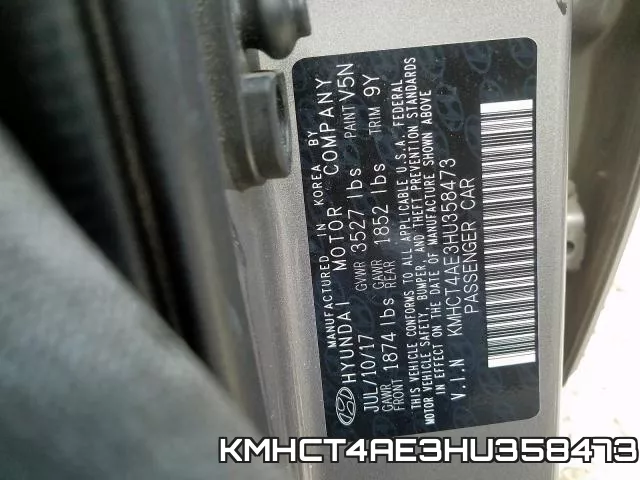 KMHCT4AE3HU358473 фото 2
