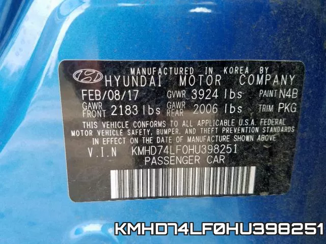 KMHD74LF0HU398251 фото 2