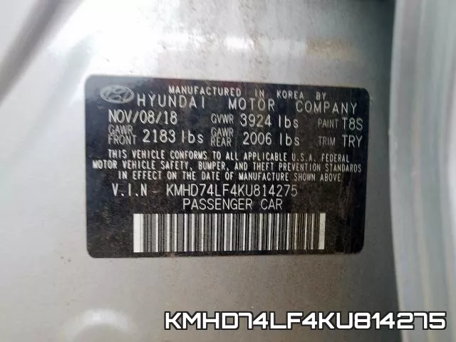 KMHD74LF4KU814275 фото 2