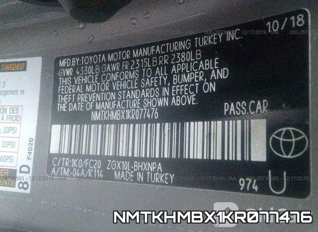 NMTKHMBX1KR077476 фото 10