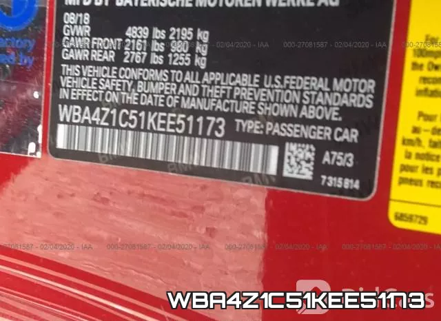 WBA4Z1C51KEE51173 фото 10