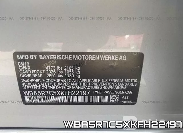 WBA5R7C5XKFH22197 фото 10