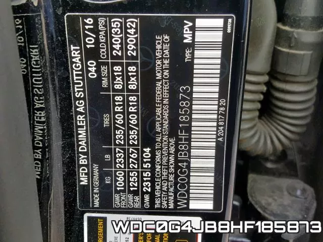 WDC0G4JB8HF185873 фото 2