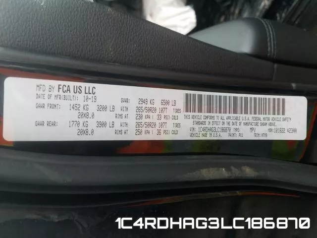 1C4RDHAG3LC186870 фото 2