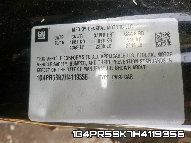 1G4PR5SK7H4119356 фото 2