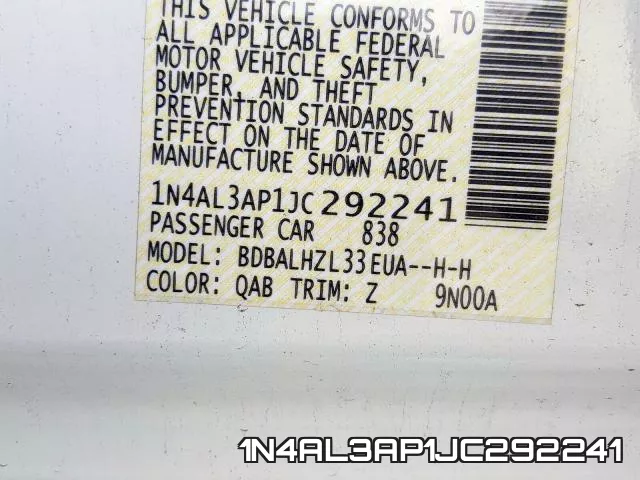 1N4AL3AP1JC292241 фото 2