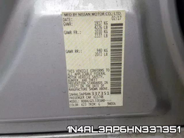 1N4AL3AP6HN337351 фото 2