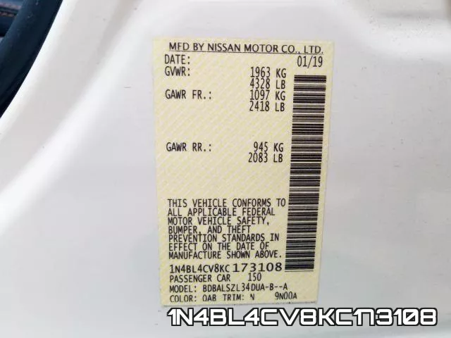 1N4BL4CV8KC173108 фото 2