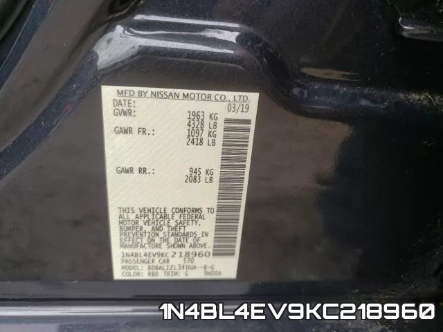 1N4BL4EV9KC218960 фото 2
