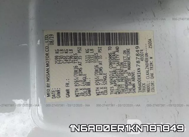 1N6AD0ER1KN787849 фото 10