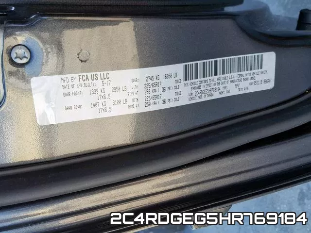 2C4RDGEG5HR769184 фото 2