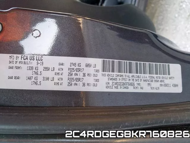 2C4RDGEG8KR760826 фото 2