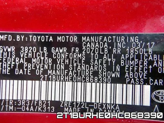 2T1BURHE0HC868390 фото 2