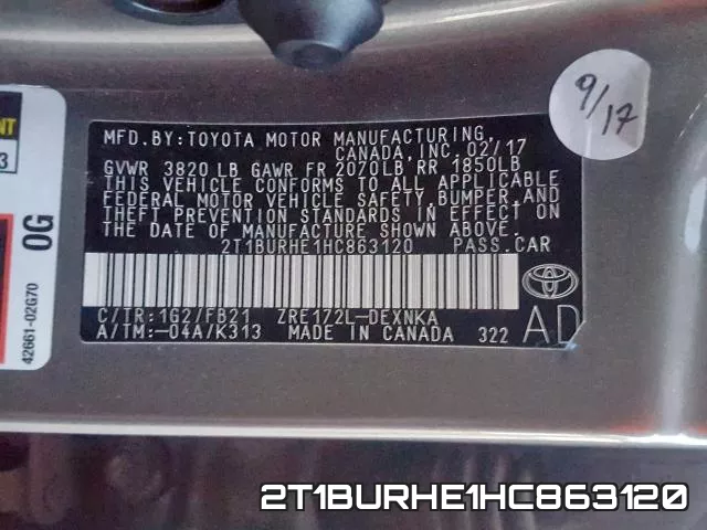 2T1BURHE1HC863120 фото 2