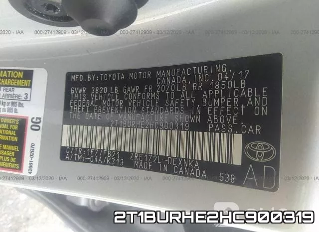 2T1BURHE2HC900319 фото 10