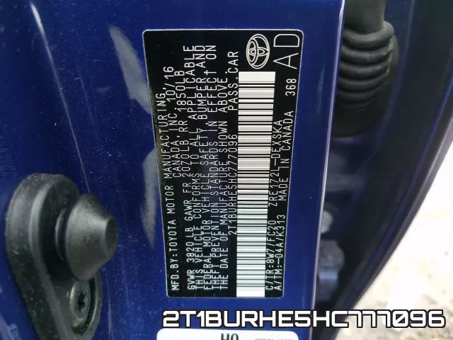 2T1BURHE5HC777096 фото 2