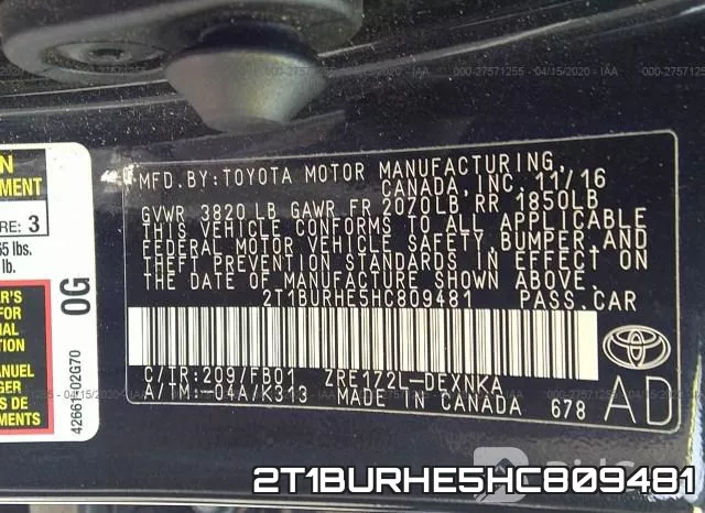 2T1BURHE5HC809481 фото 10