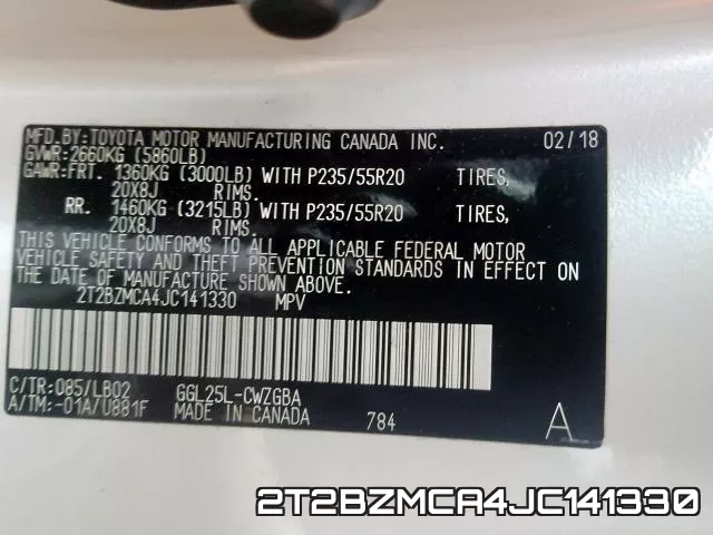 2T2BZMCA4JC141330 фото 2
