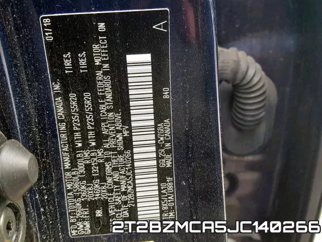 2T2BZMCA5JC140266 фото 2