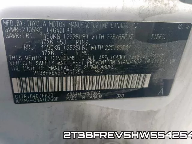 2T3BFREV5HW554254 фото 2