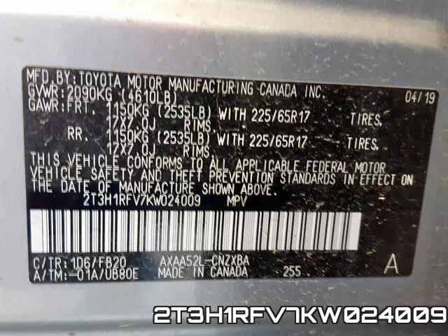2T3H1RFV7KW024009 фото 2