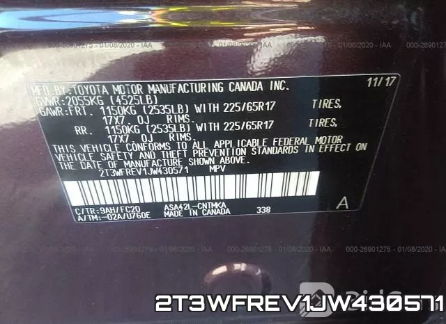 2T3WFREV1JW430571 фото 10