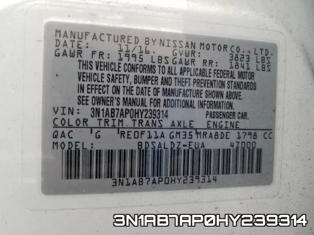 3N1AB7AP0HY239314 фото 2