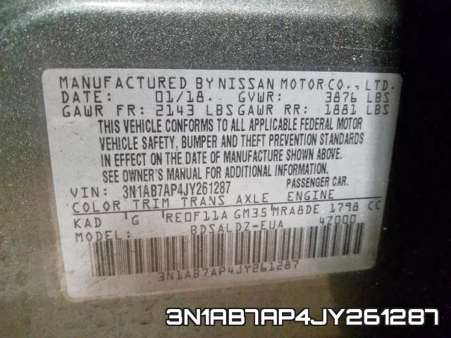 3N1AB7AP4JY261287 фото 2