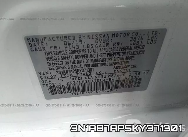3N1AB7AP5KY371301 фото 10