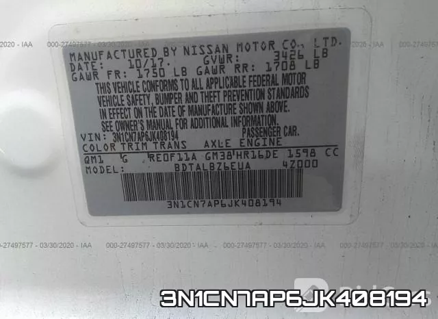 3N1CN7AP6JK408194 фото 10