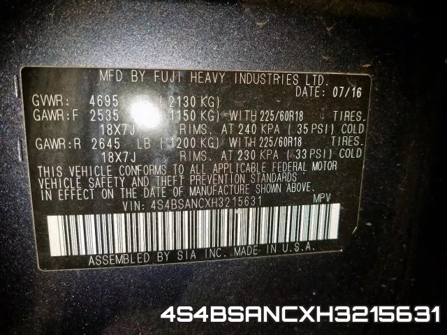 4S4BSANCXH3215631 фото 2