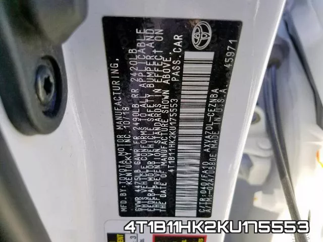 4T1B11HK2KU175553 фото 2