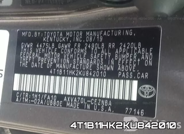 4T1B11HK2KU842010 фото 10