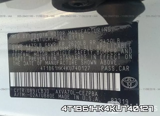 4T1B61HK4KU740127 фото 10