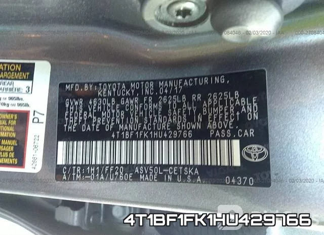 4T1BF1FK1HU429766 фото 10