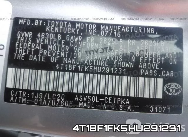 4T1BF1FK5HU291231 фото 10