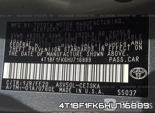 4T1BF1FK6HU716889 фото 10