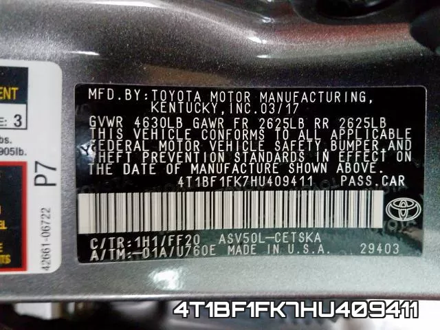4T1BF1FK7HU409411 фото 2