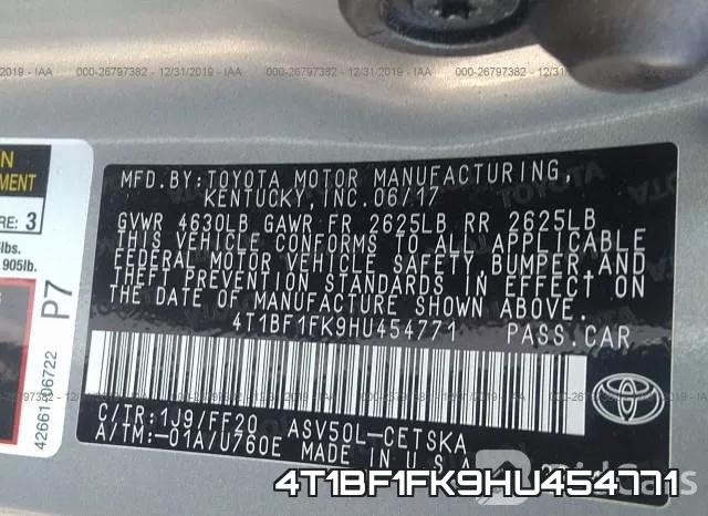4T1BF1FK9HU454771 фото 10
