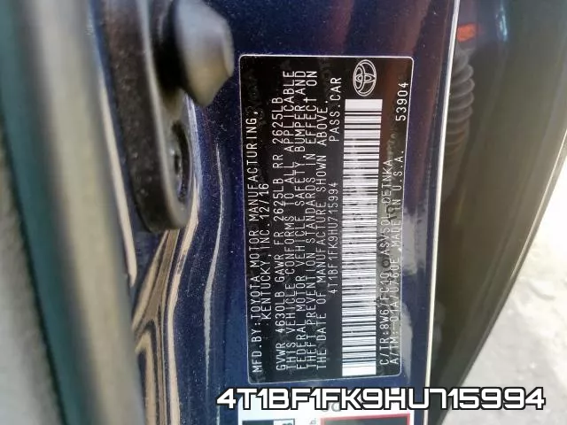 4T1BF1FK9HU715994 фото 2