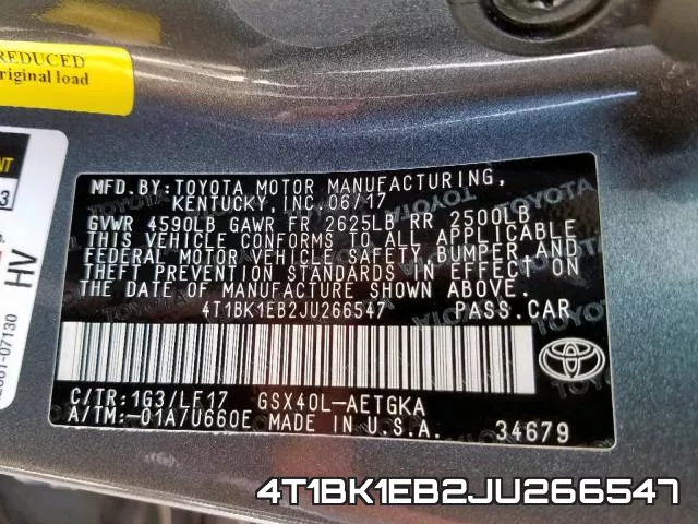 4T1BK1EB2JU266547 фото 2