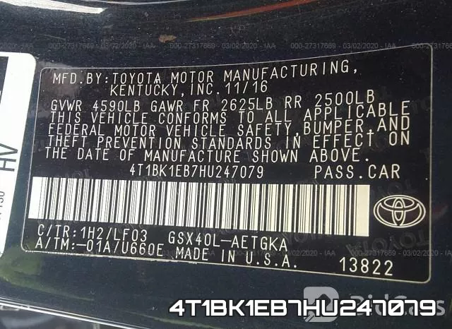 4T1BK1EB7HU247079 фото 10